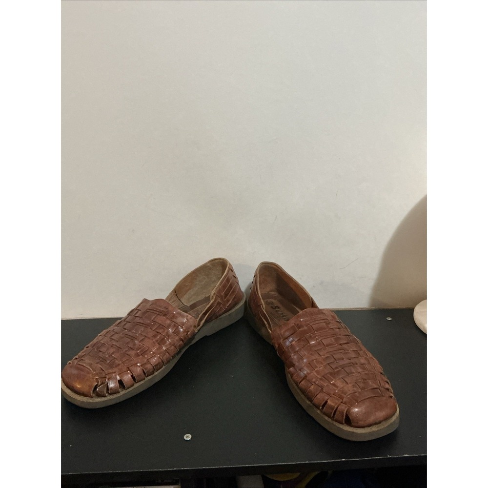 Sunsteps Shoes Sandals Mens 10 BROWN Leather Hand Woven Slip On MEN WEAR